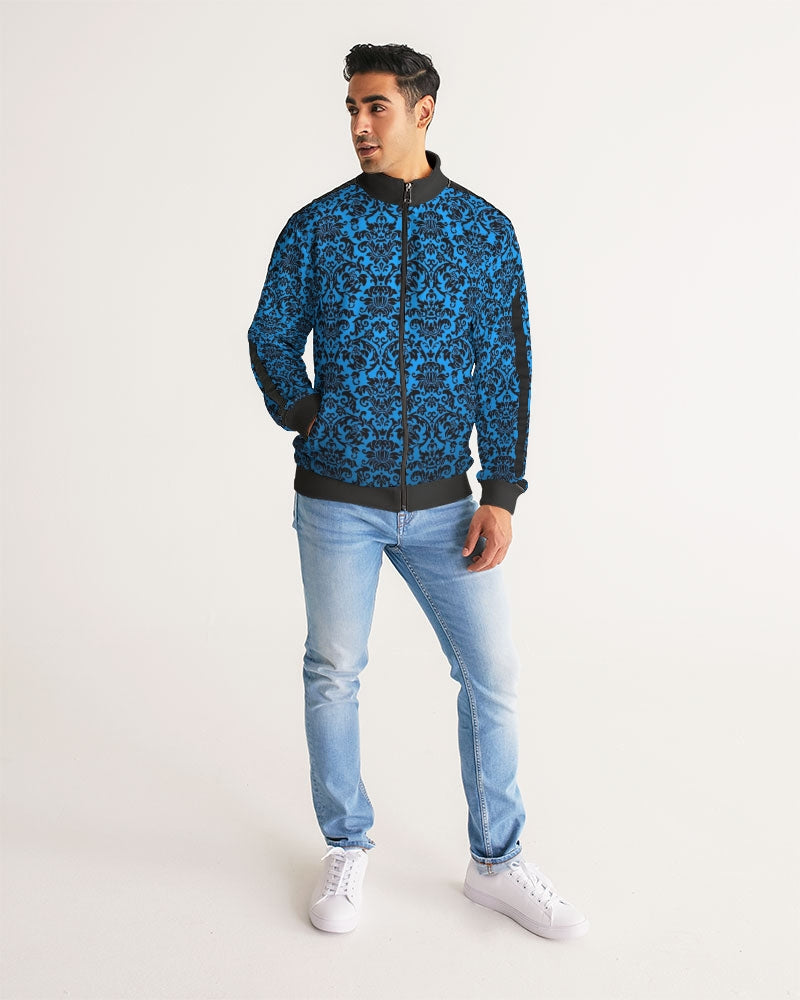 chandelier blue Men's Stripe-Sleeve Track Jacket