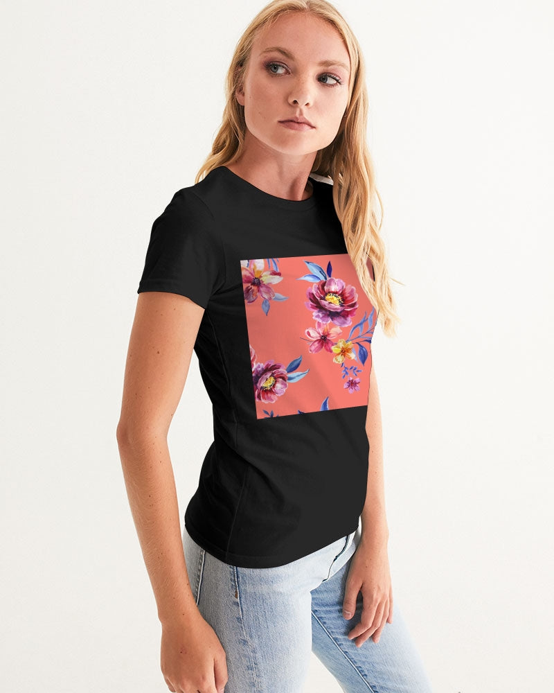 Peach Floral Women's Graphic Tee