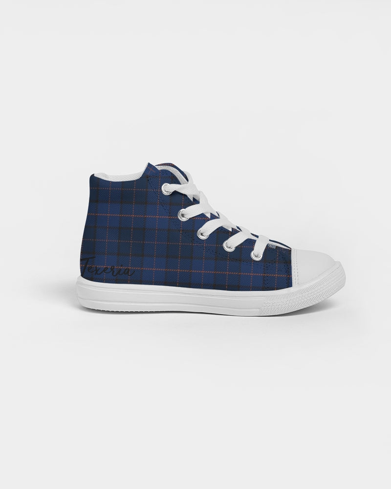 Blue Plaid Kids Hightop Canvas Shoe