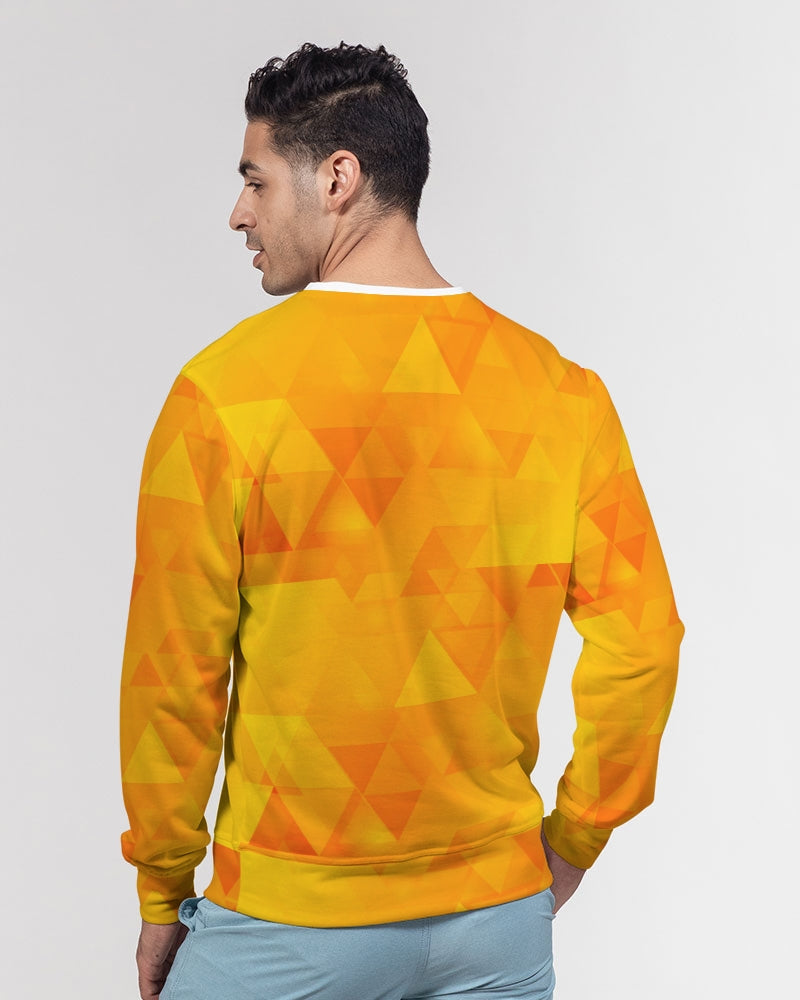 Orange Abstract Men's Classic French Terry Crewneck Pullover
