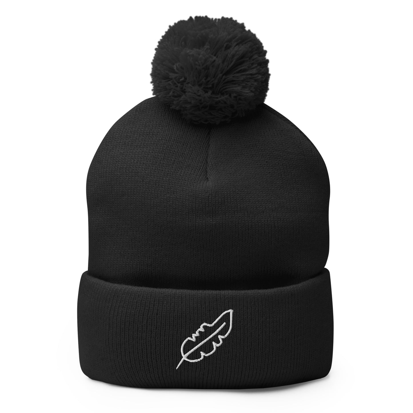 Feather Pom-Pom Beanie (White)