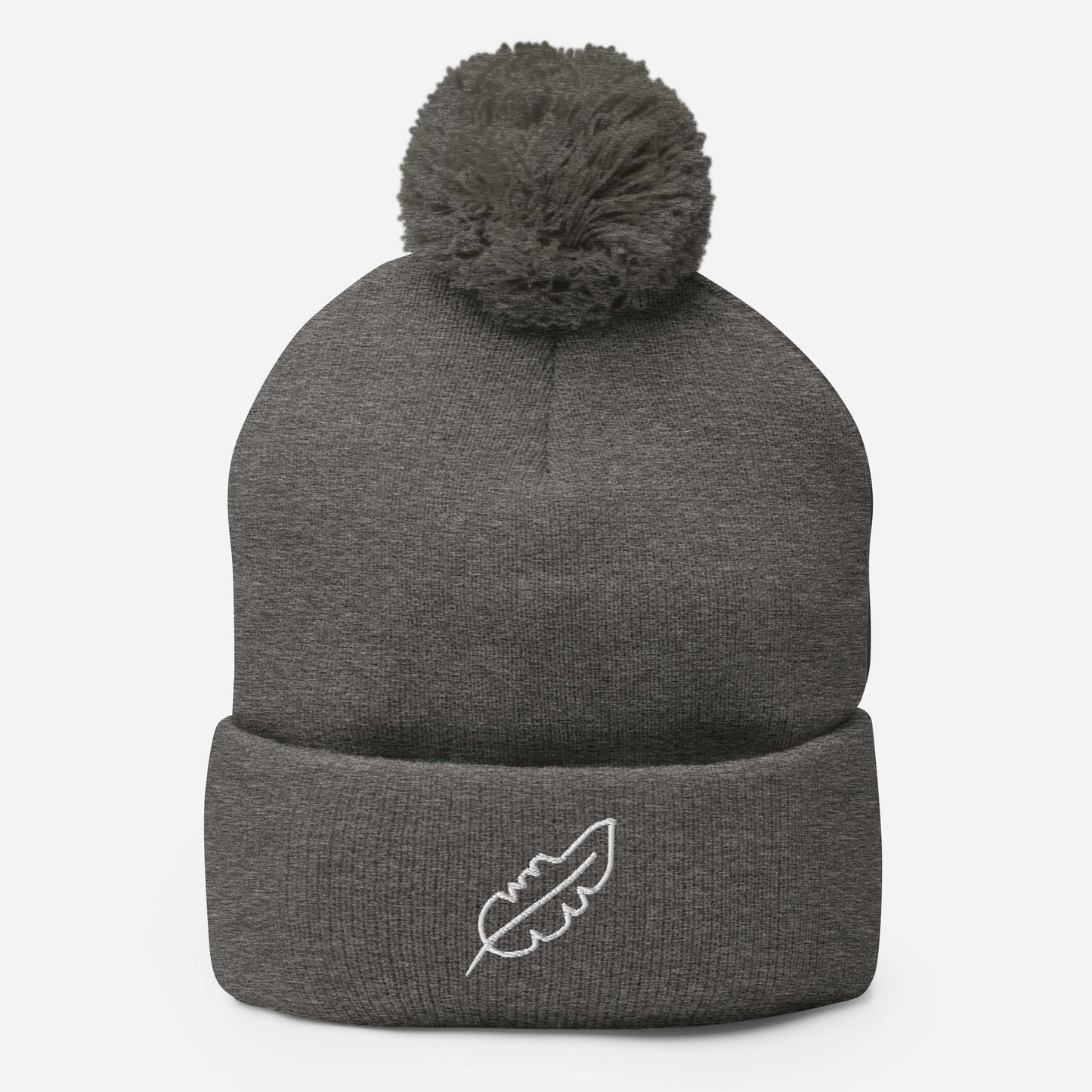 Feather Pom-Pom Beanie (White)