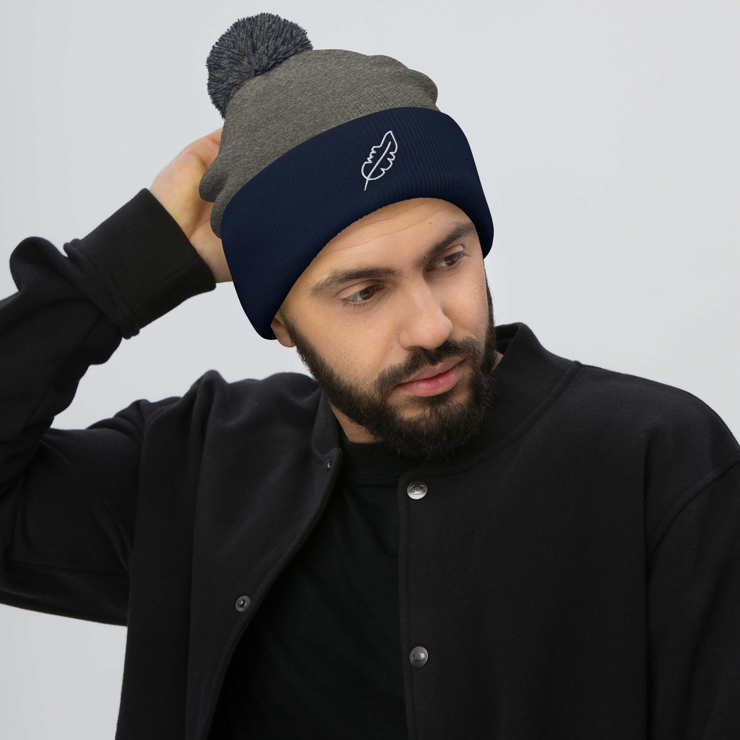 Feather Pom-Pom Beanie (White)