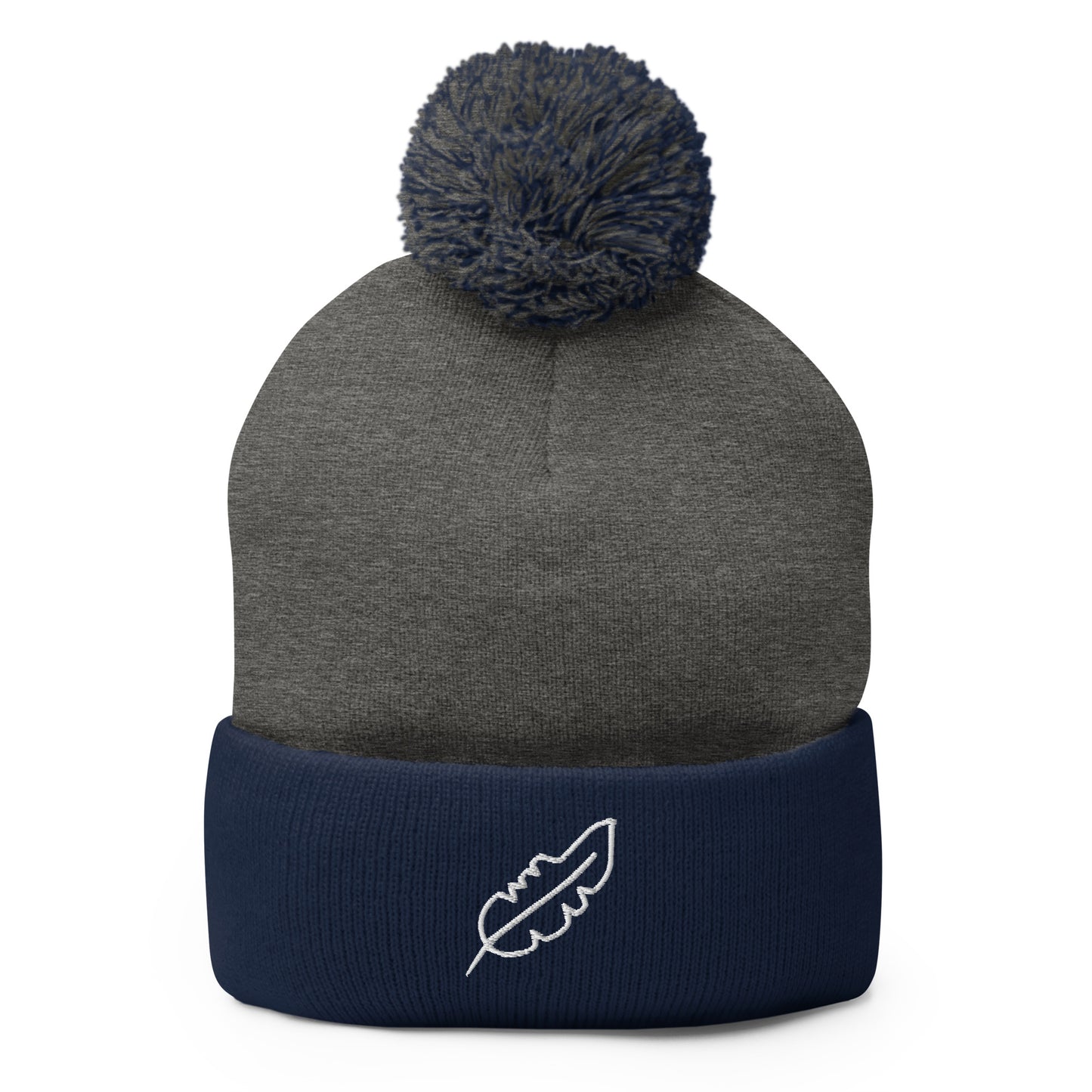 Feather Pom-Pom Beanie (White)