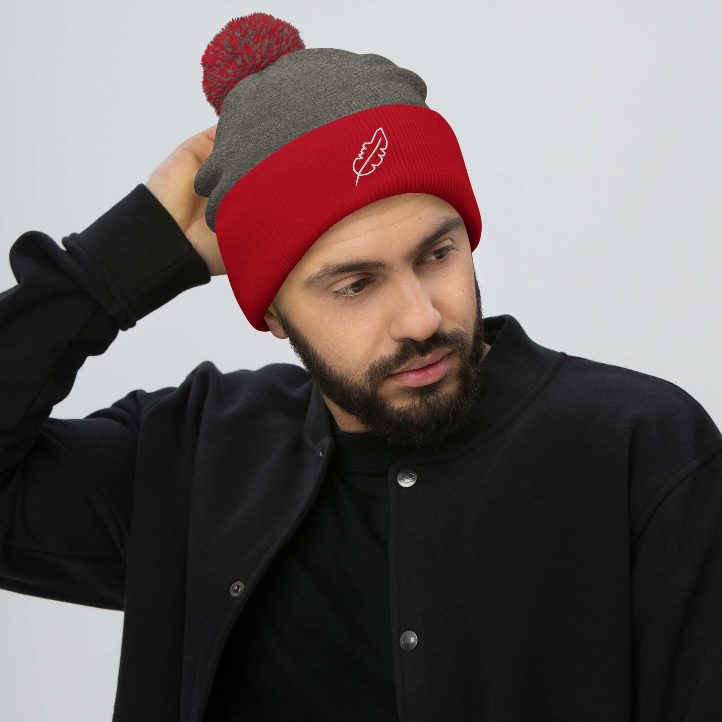 Feather Pom-Pom Beanie (White)
