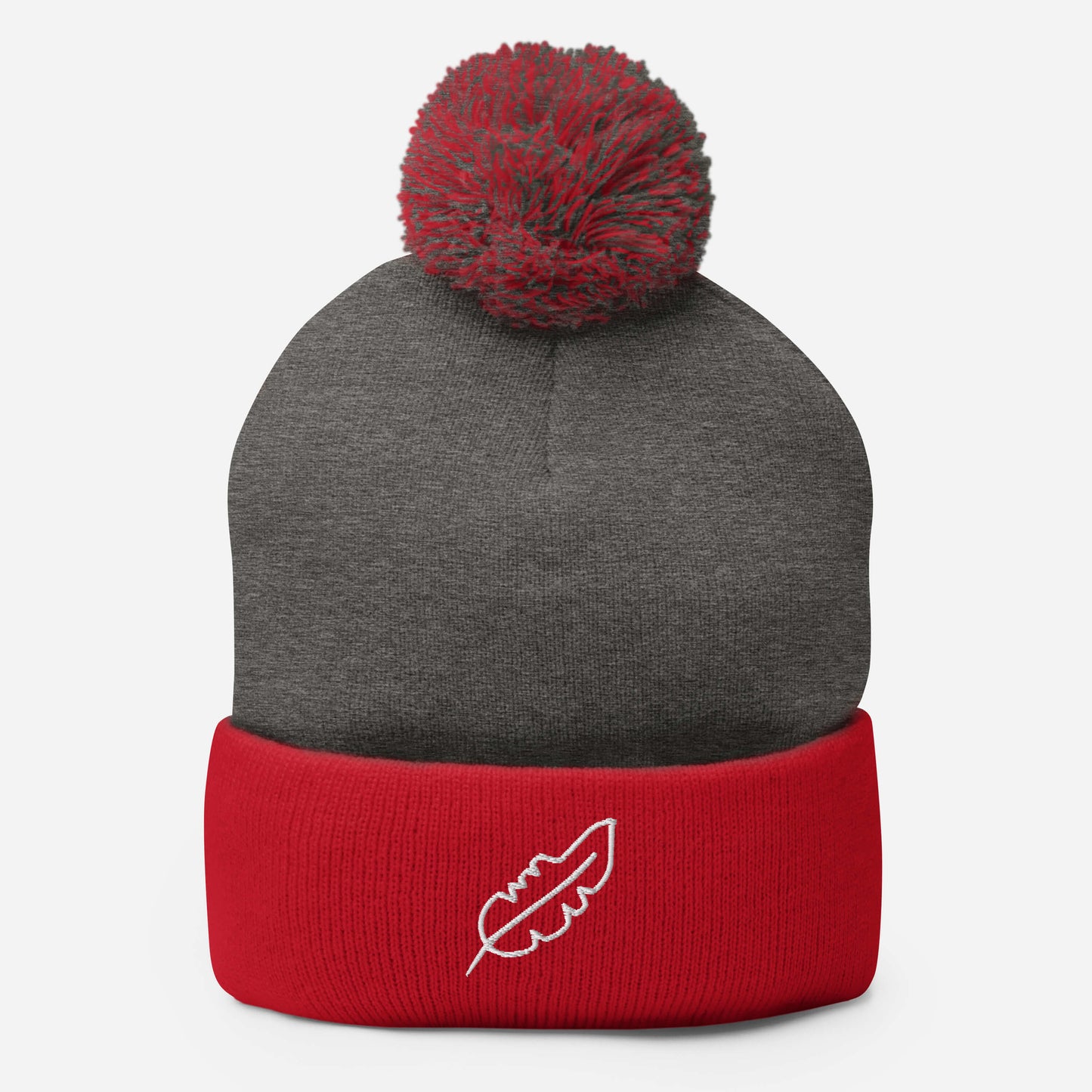 Feather Pom-Pom Beanie (White)
