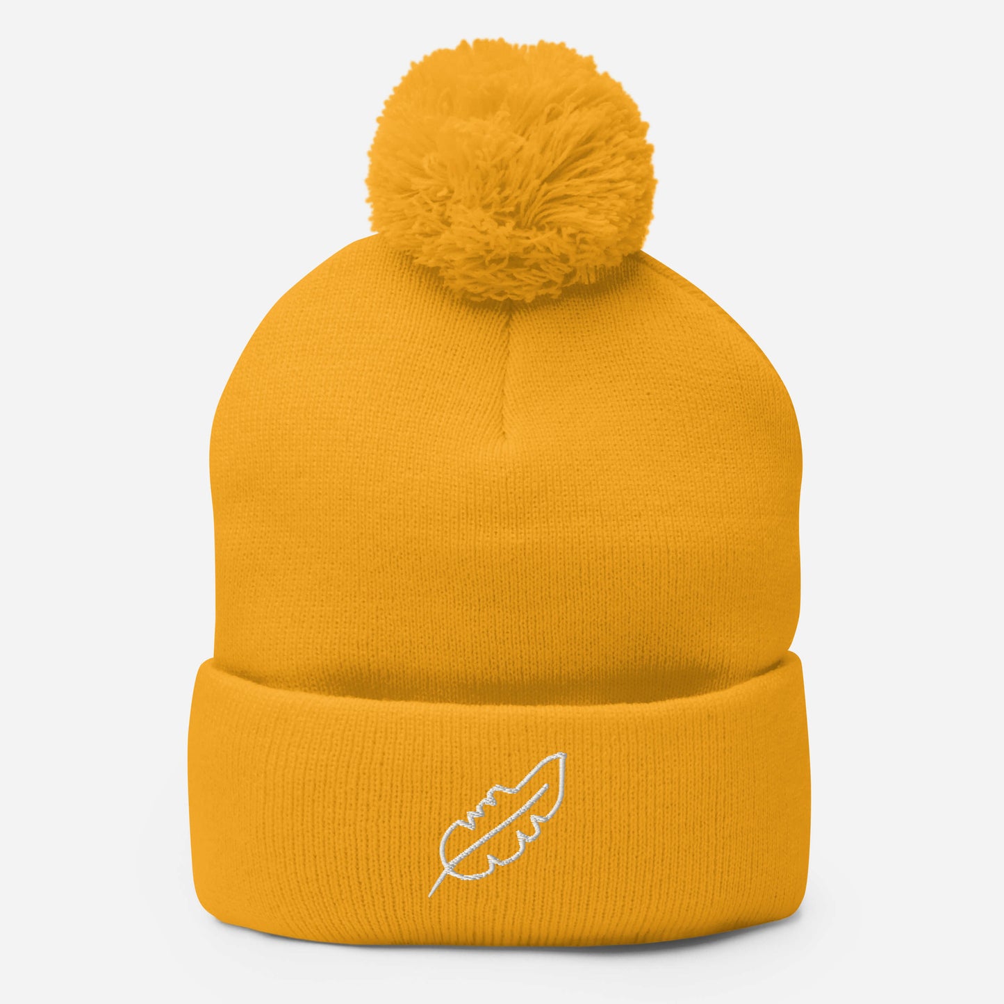 Feather Pom-Pom Beanie (White)