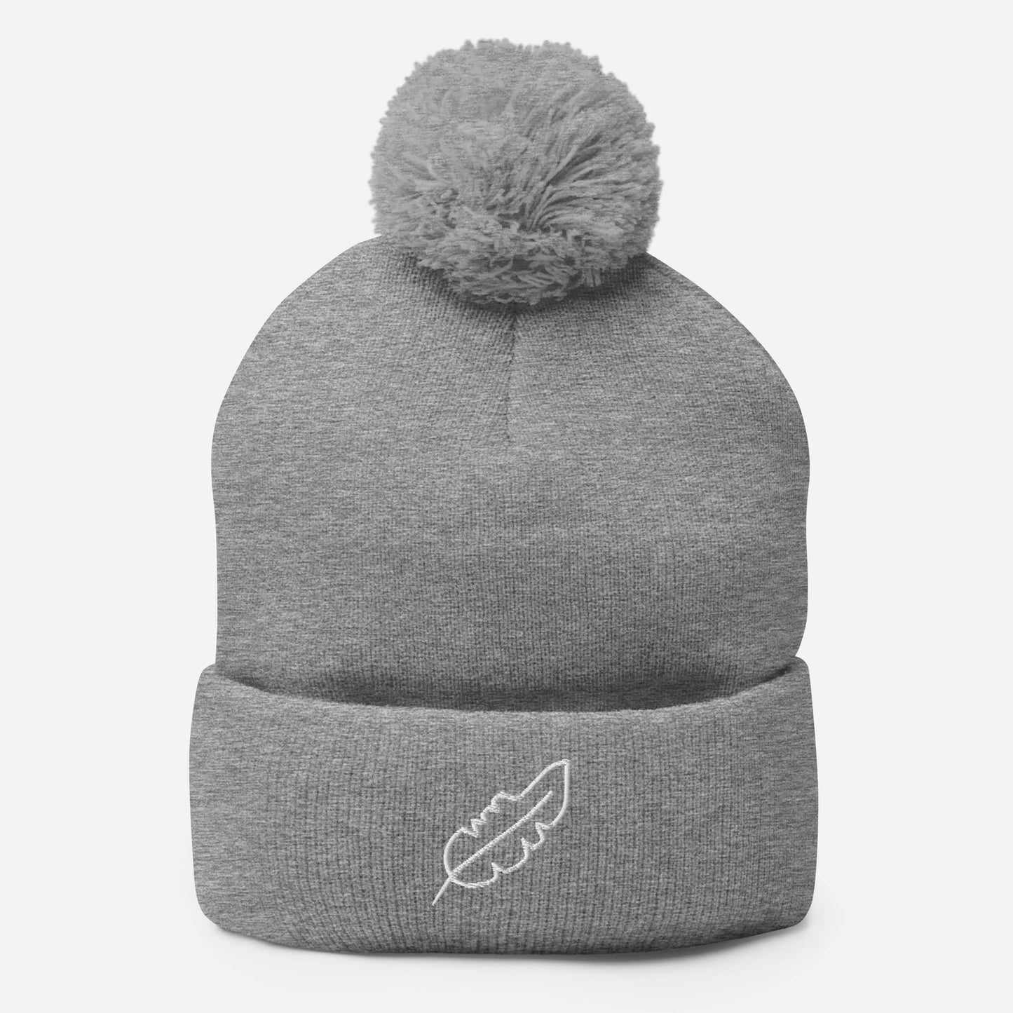 Feather Pom-Pom Beanie (White)