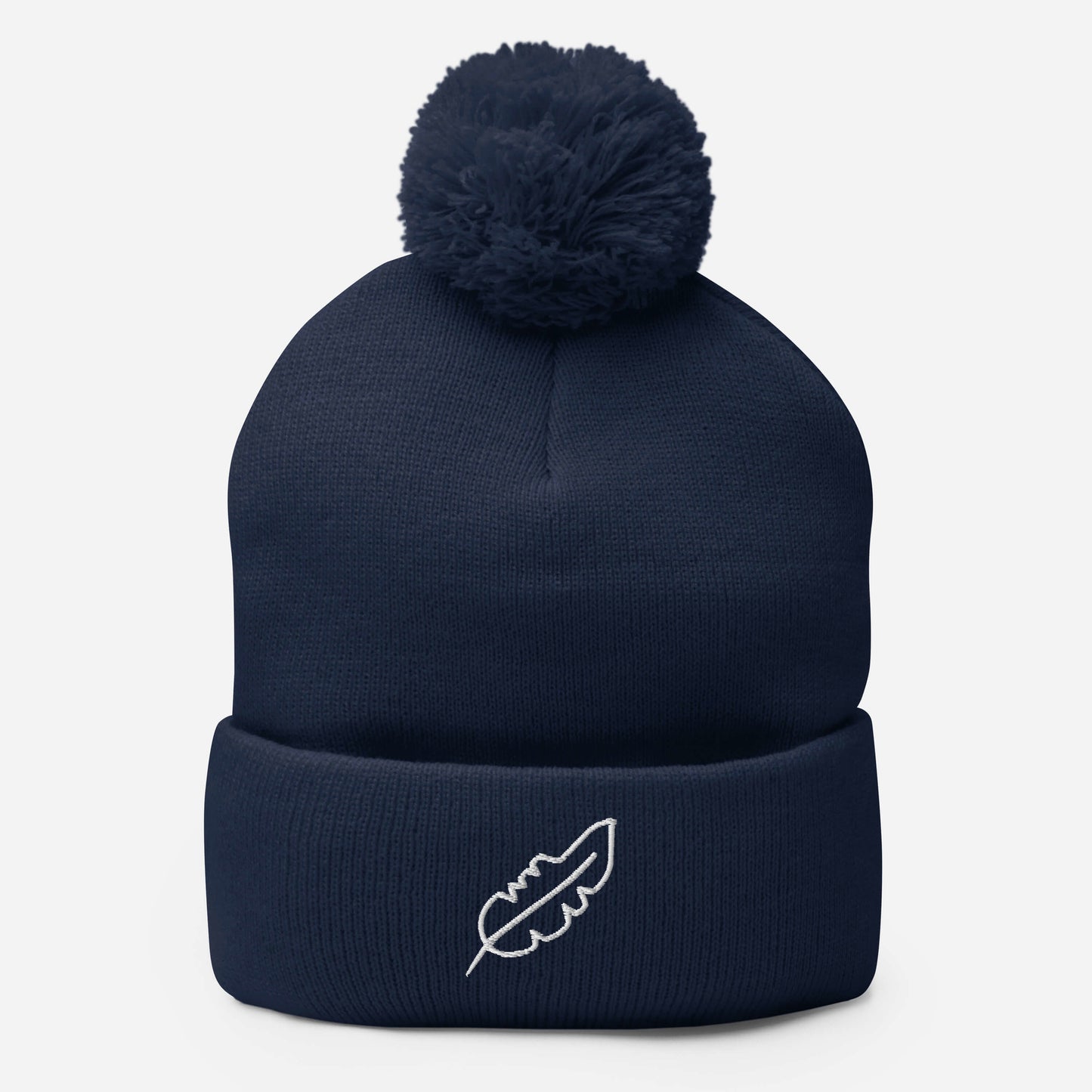 Feather Pom-Pom Beanie (White)