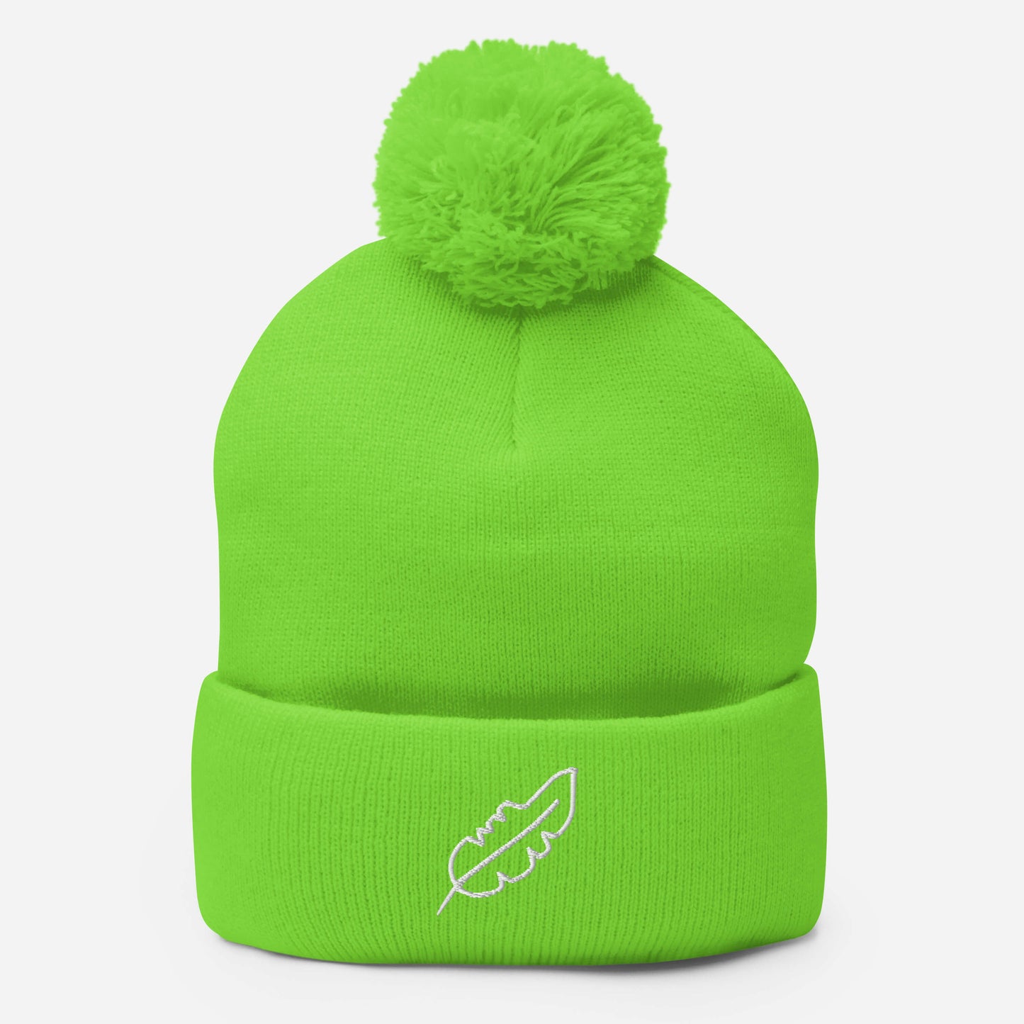 Feather Pom-Pom Beanie (White)