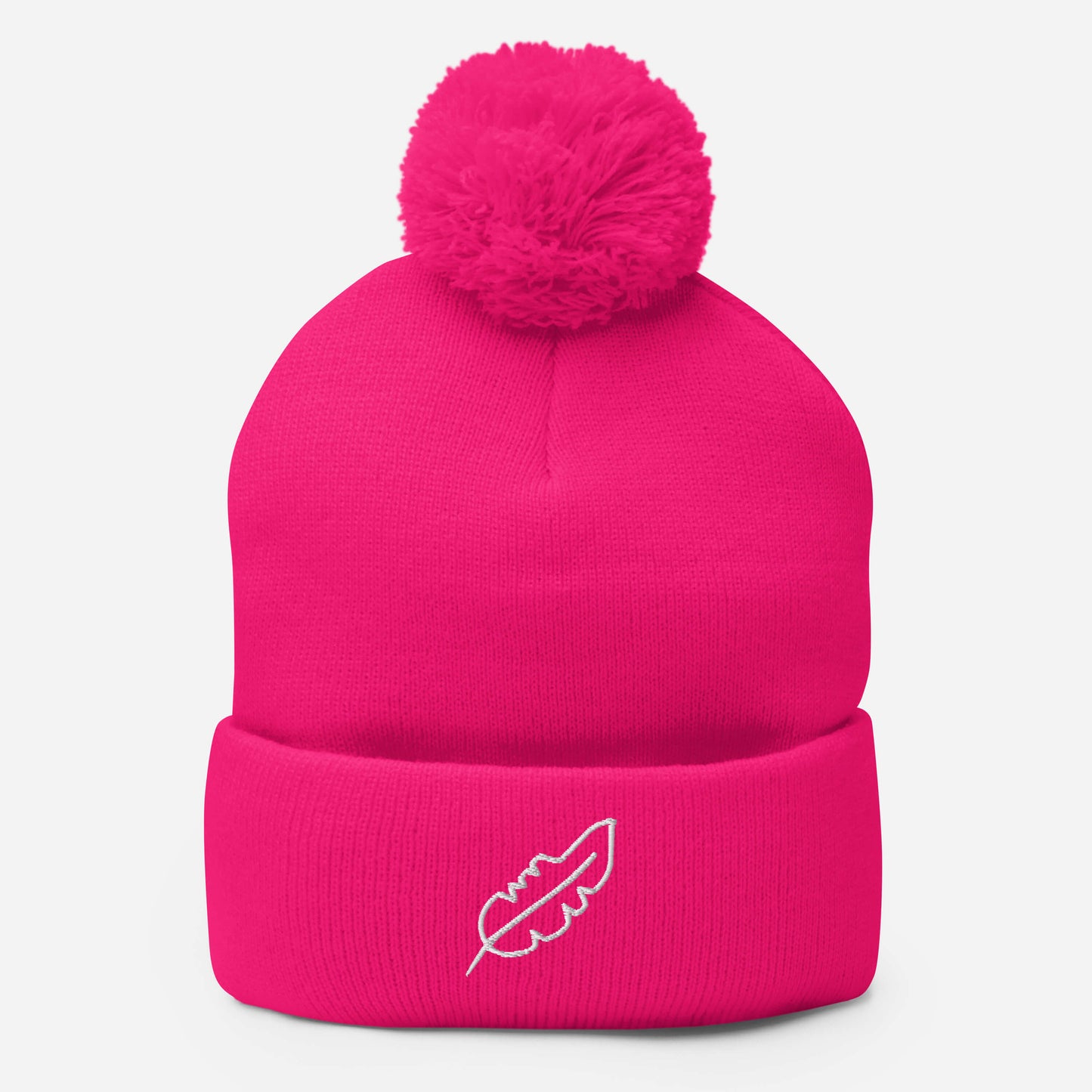 Feather Pom-Pom Beanie (White)
