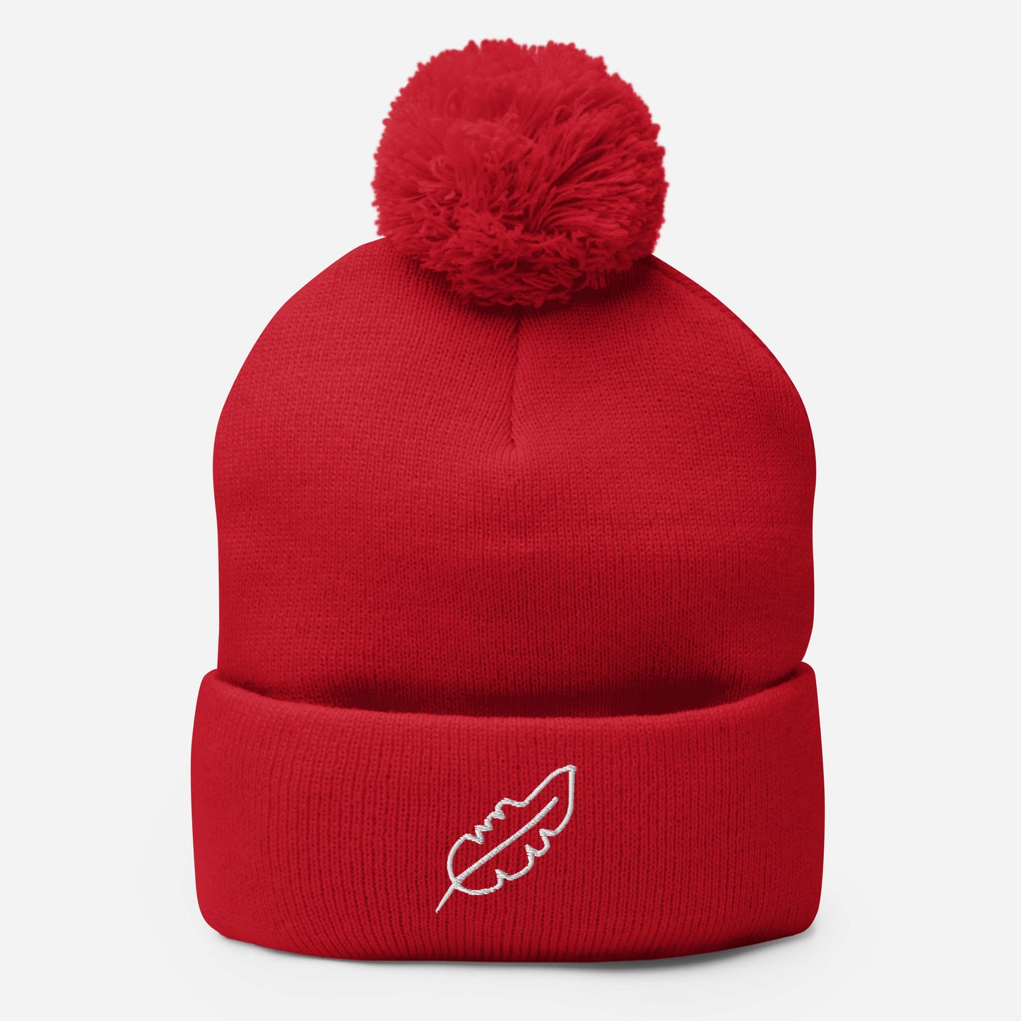 Feather Pom-Pom Beanie (White)