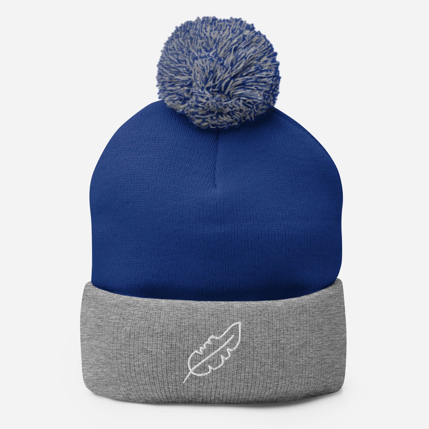 Feather Pom-Pom Beanie (White)