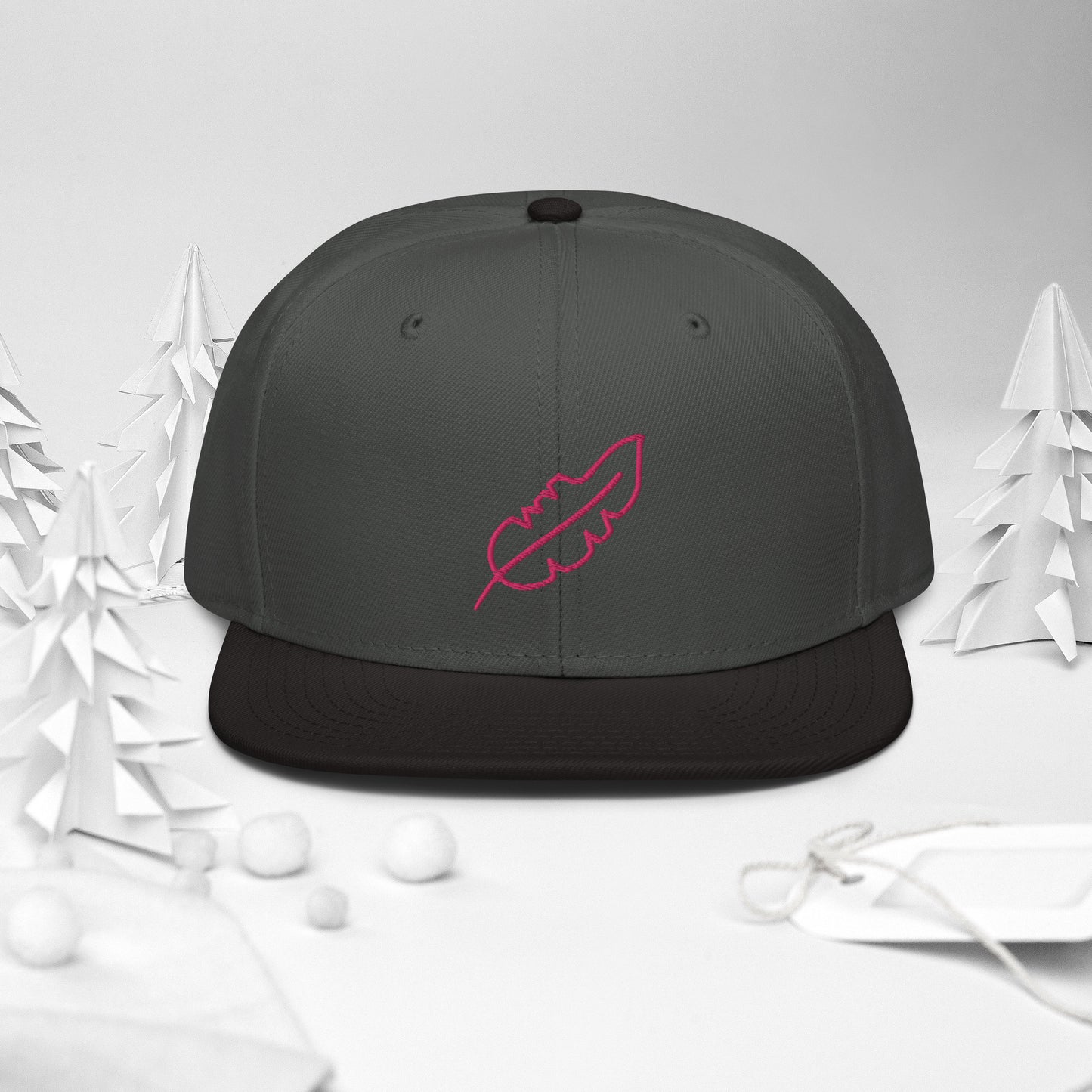 Feather Snapback Hat (Pink)