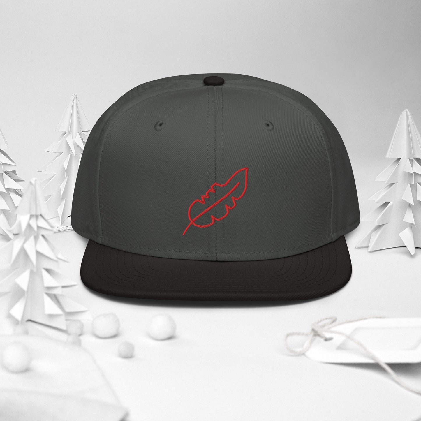 Feather Snapback Hat (Red)