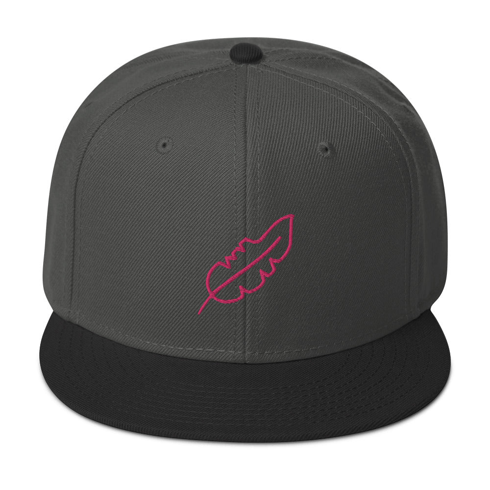 Feather Snapback Hat (Pink)