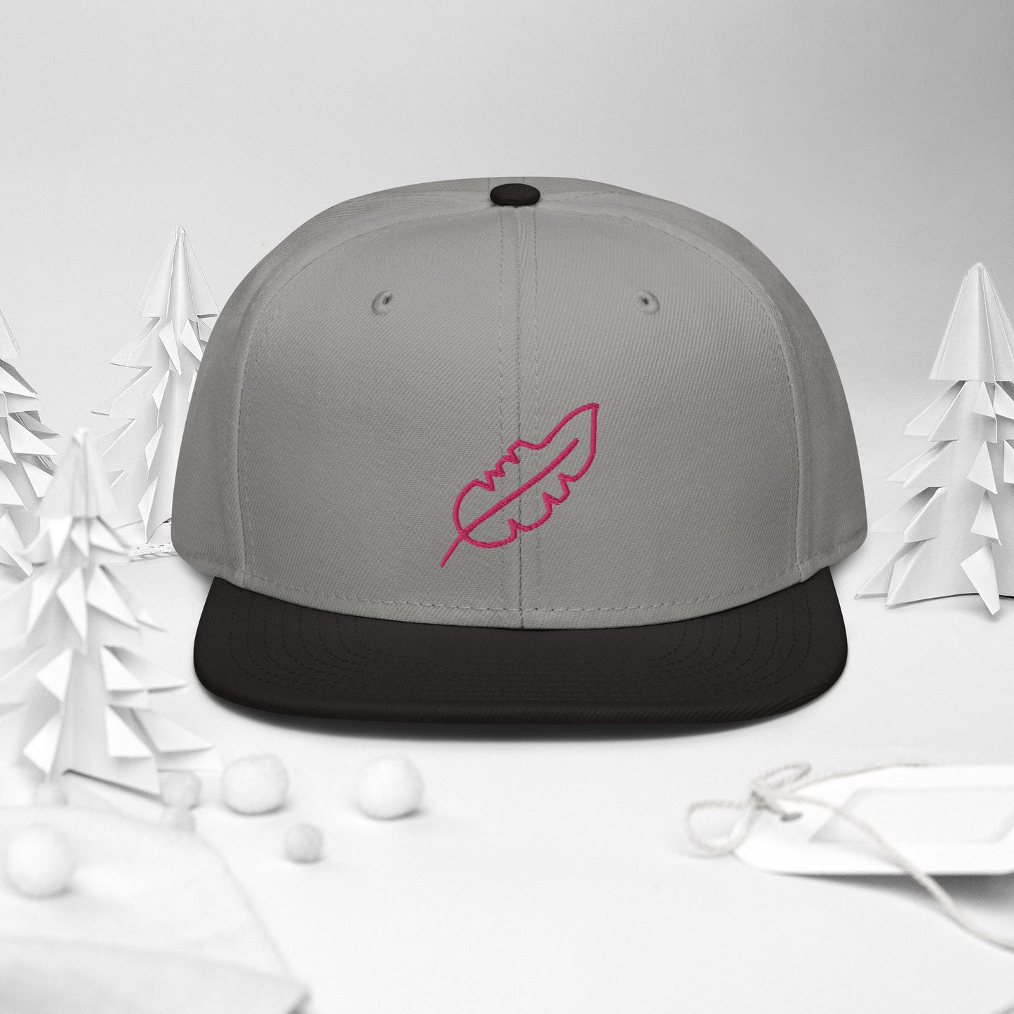 Feather Snapback Hat (Pink)