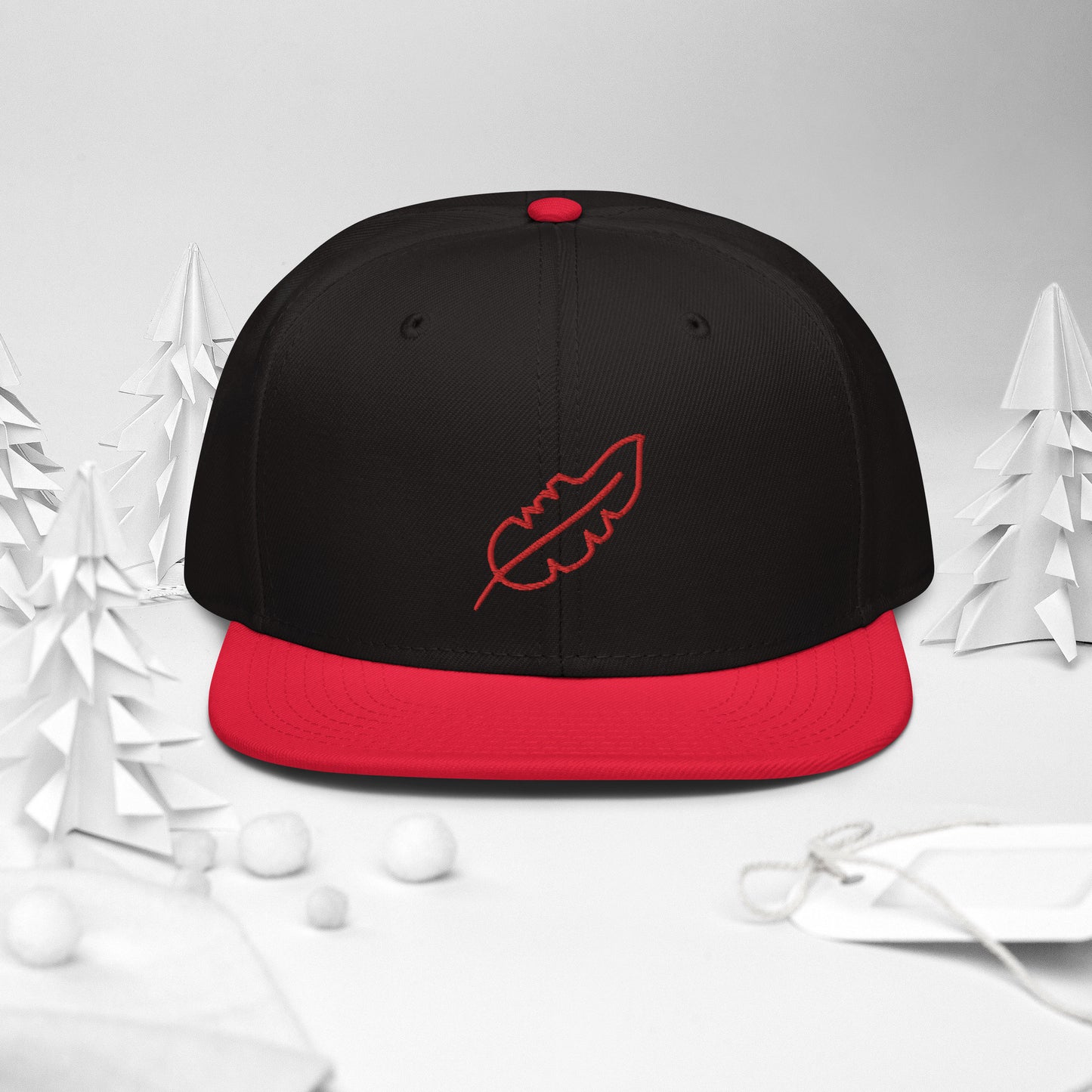 Feather Snapback Hat (Red)