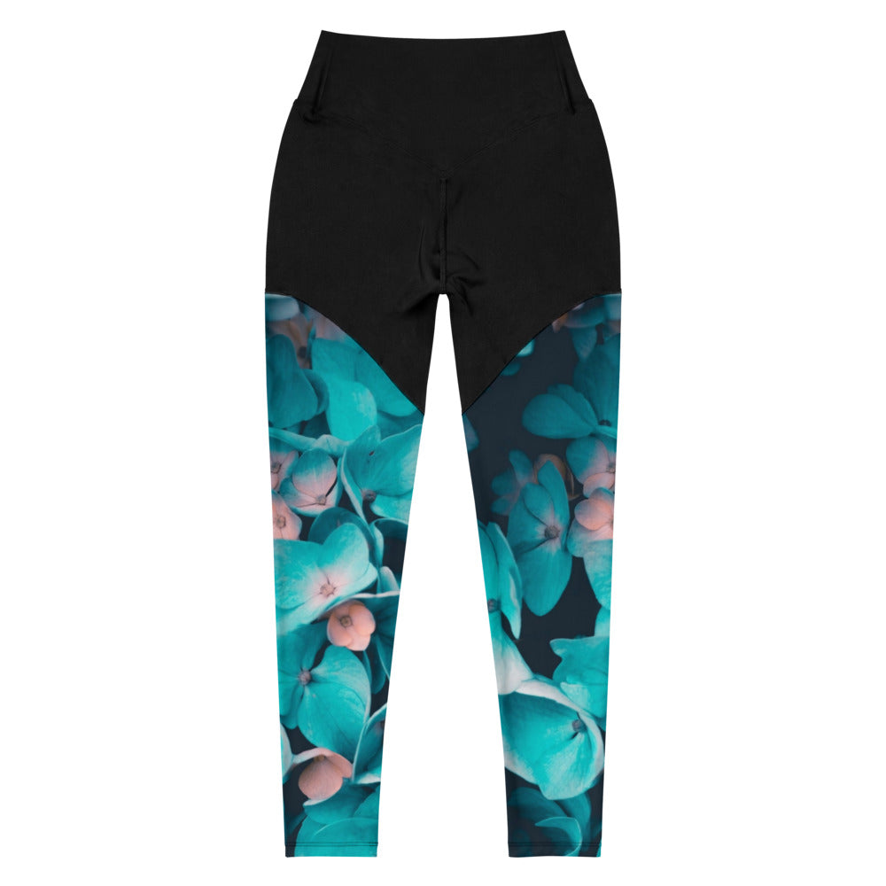 Teal Floral Sports Leggings