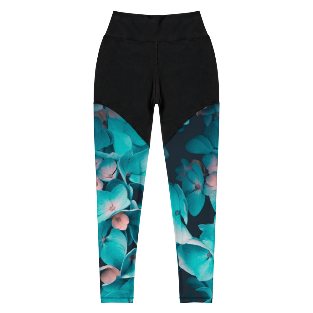 Teal Floral Sports Leggings