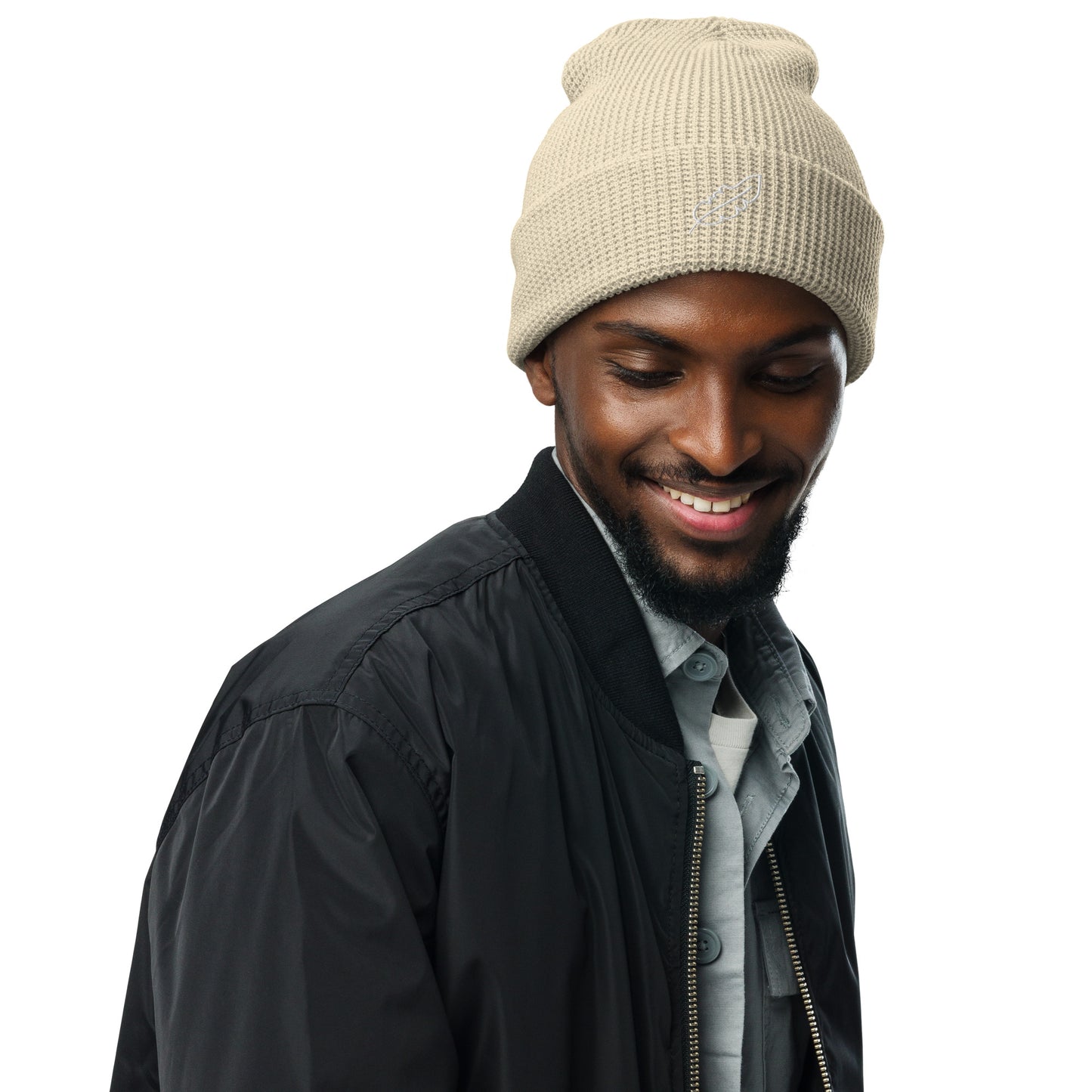 Feather Waffle beanie (White)