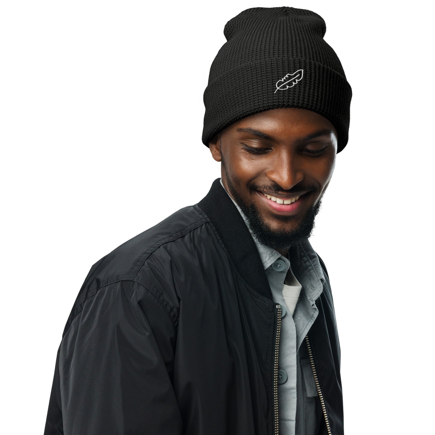 Feather Waffle beanie (White)