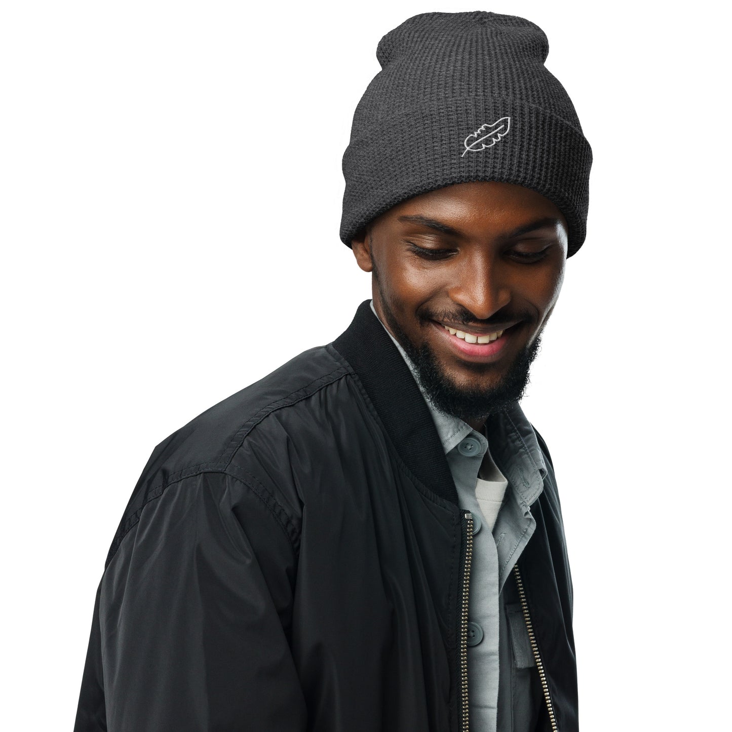 Feather Waffle beanie (White)