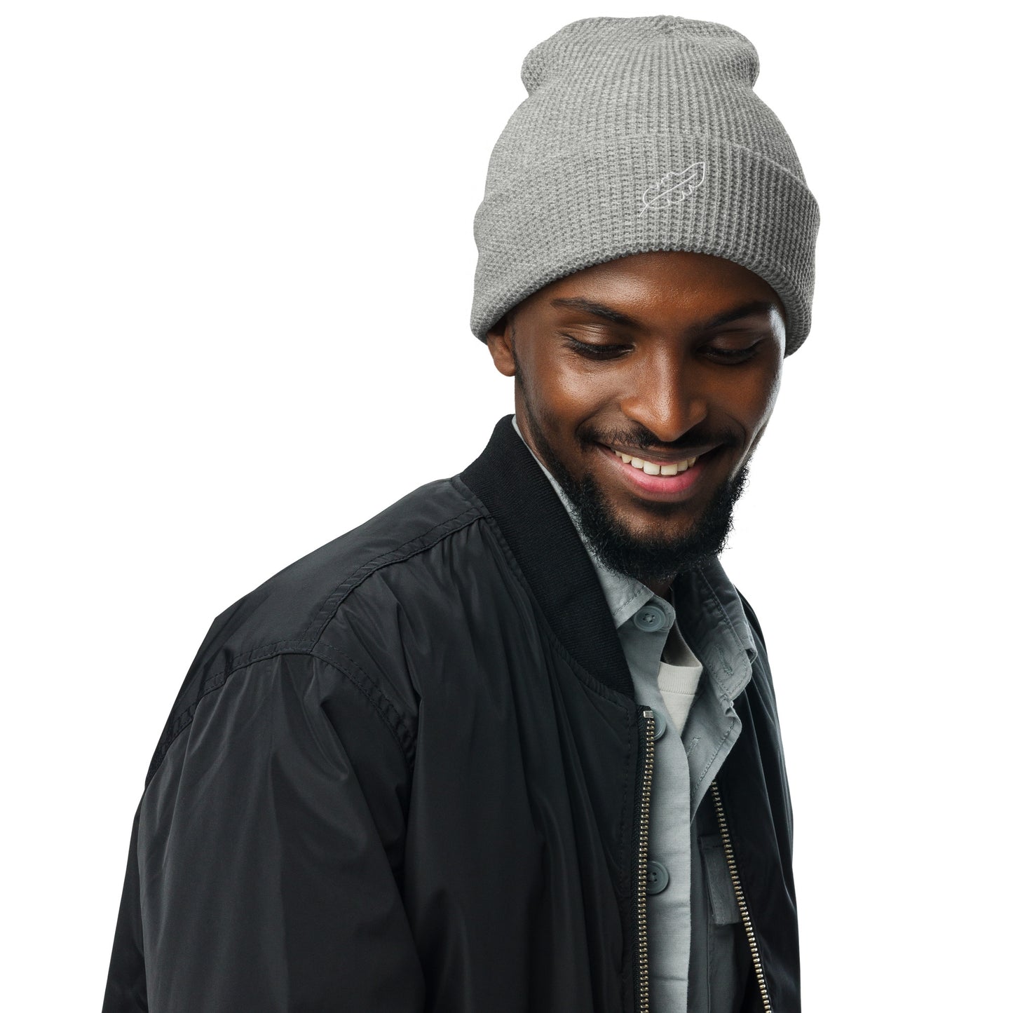 Feather Waffle beanie (White)