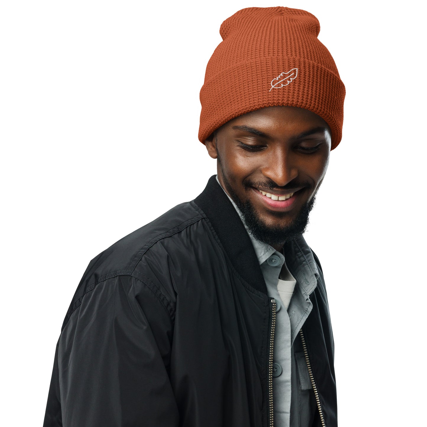 Feather Waffle beanie (White)
