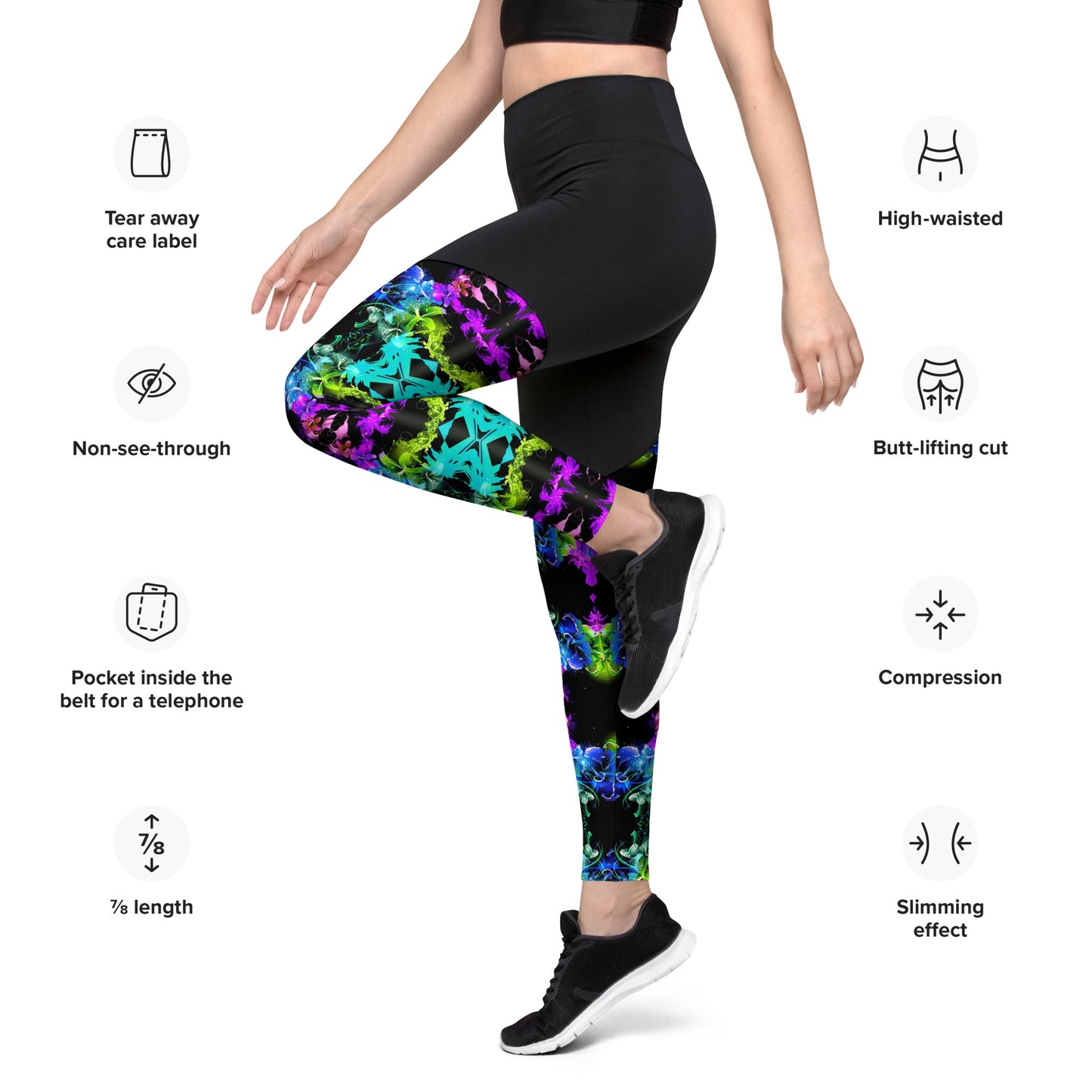 Neon Floral Sports Leggings