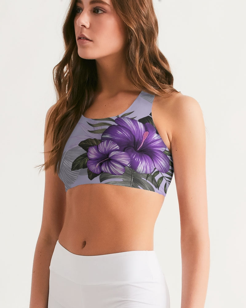 Purple Flower Women's Seamless Sports Bra