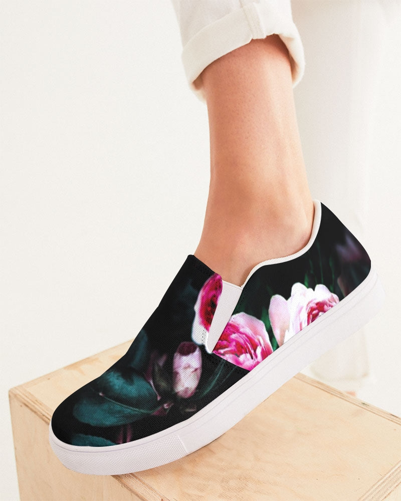 Dark Floral Women's Slip-On Canvas Shoe