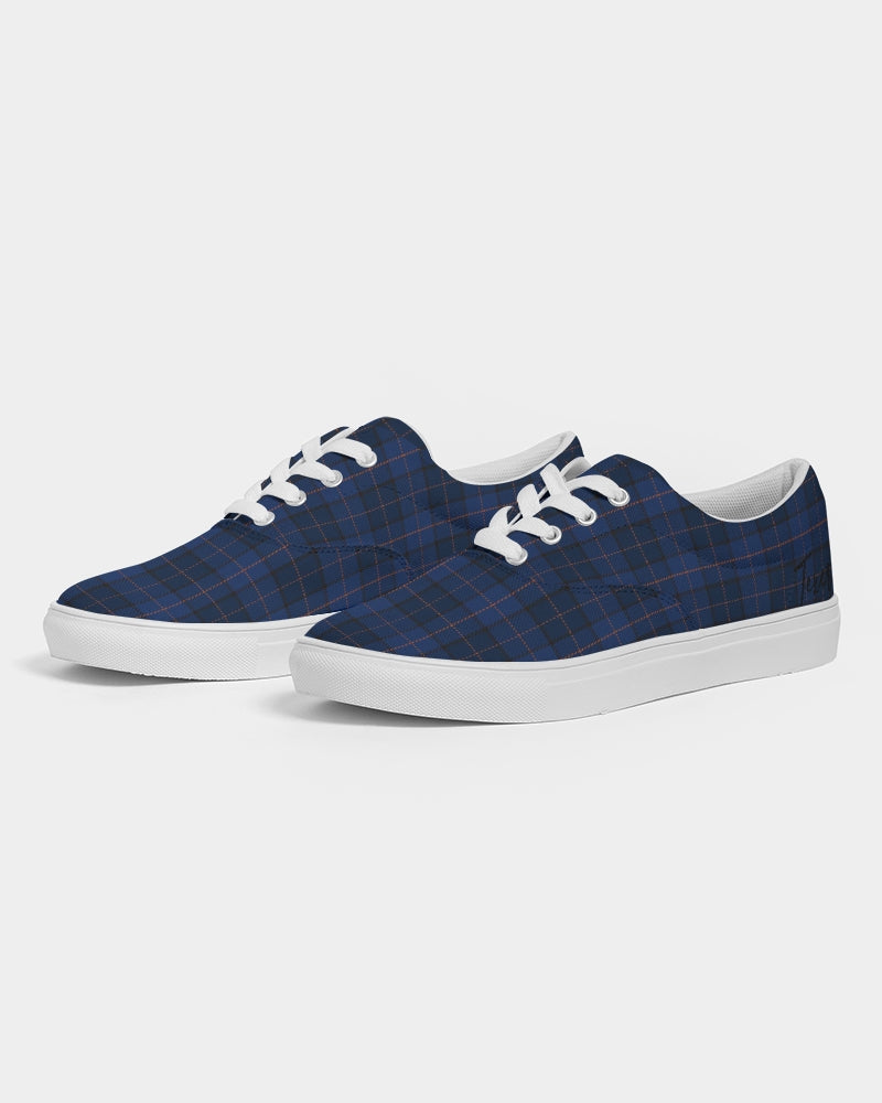 Blue Plaid Men's Lace Up Canvas Shoe