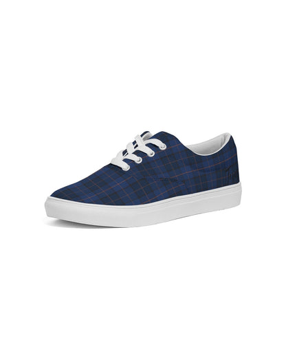 Blue Plaid Men's Lace Up Canvas Shoe