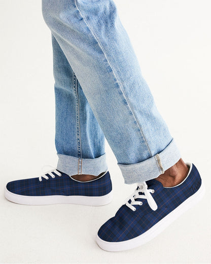 Blue Plaid Men's Lace Up Canvas Shoe