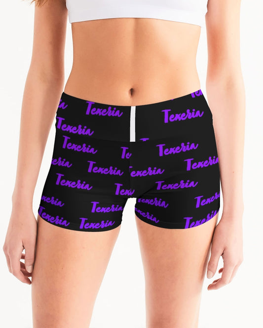 Texeria Monogram purple Women's Mid-Rise Yoga Shorts