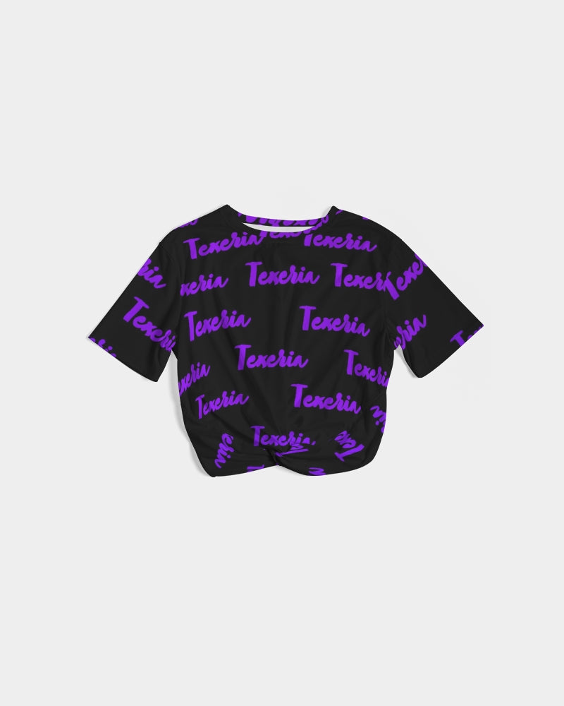 Texeria Monogram purple Women's Twist-Front Cropped Tee