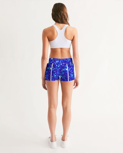 Crystal Blue Women's Mid-Rise Yoga Shorts