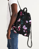 Dark Floral Canvas Drawstring Bag