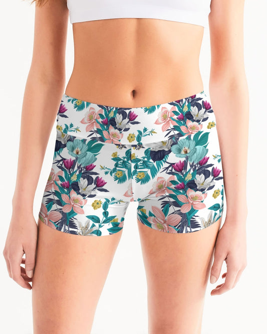 Warm Floral Women's Mid-Rise Yoga Shorts