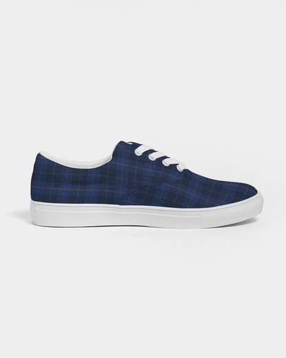 Blue Plaid Men's Lace Up Canvas Shoe