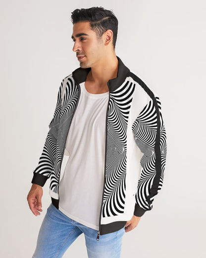 Optical illusion Men's Stripe-Sleeve Track Jacket