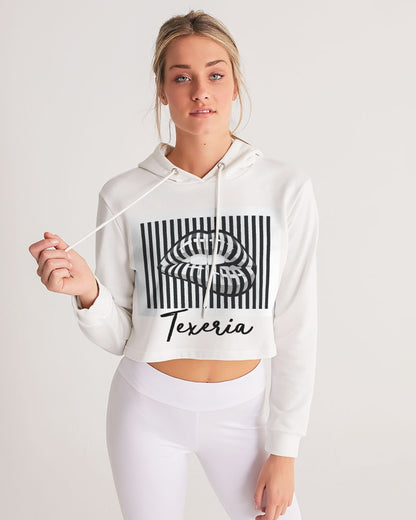 Pin Stripe Lips Women's Cropped Hoodie