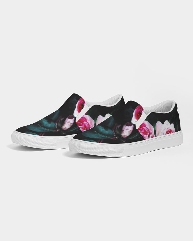 Dark Floral Women's Slip-On Canvas Shoe