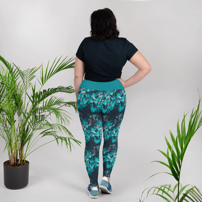 Teal Floral 2 Plus Size Leggings