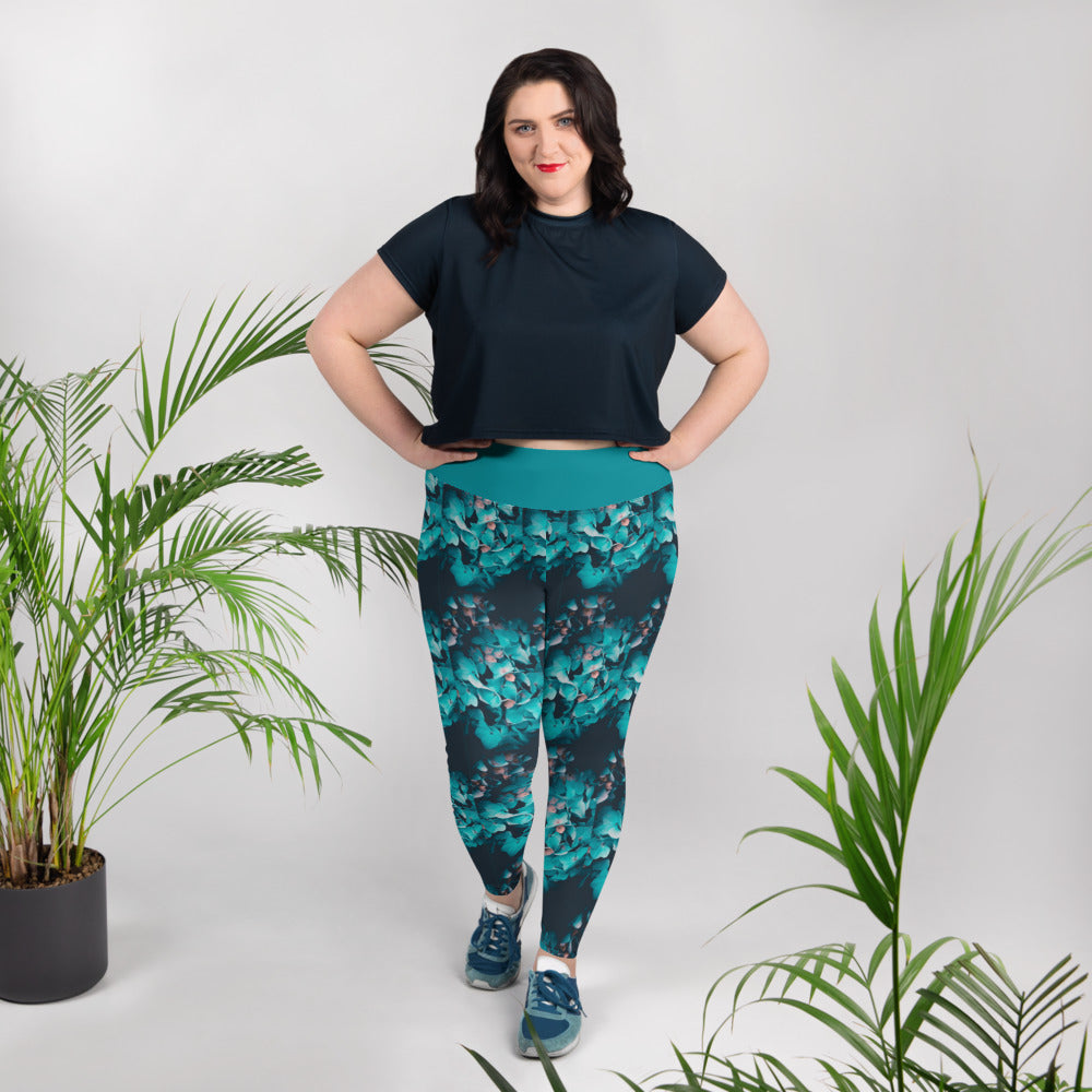 Teal Floral 2 Plus Size Leggings