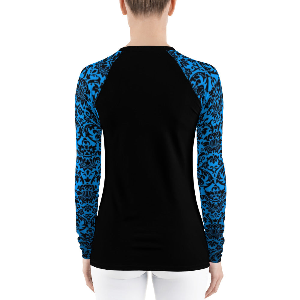 Chandelier Blue 2 Women's Long Sleeve Dry Fit (black)