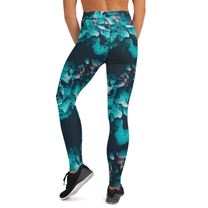 Teal Floral 2 Leggings without pockets