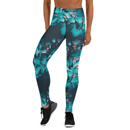 Teal Floral 2 Leggings without pockets