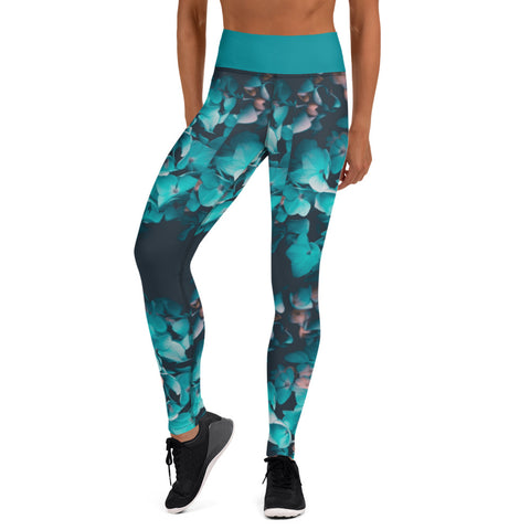 Teal Floral Leggings without pockets
